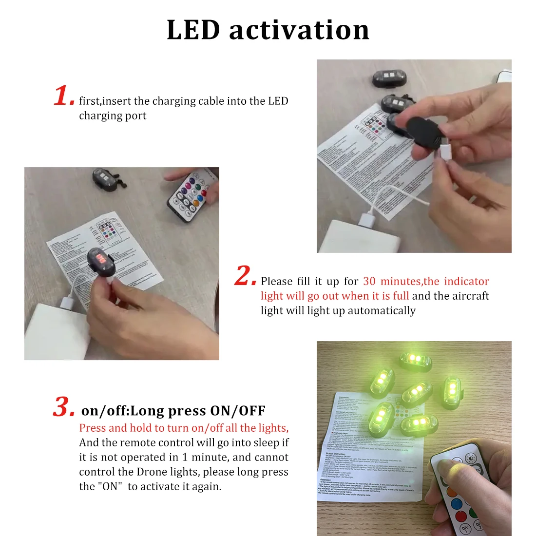2/4/8Pcs Wireless Remote Contr - огляд і ціна Drone Strobe Light